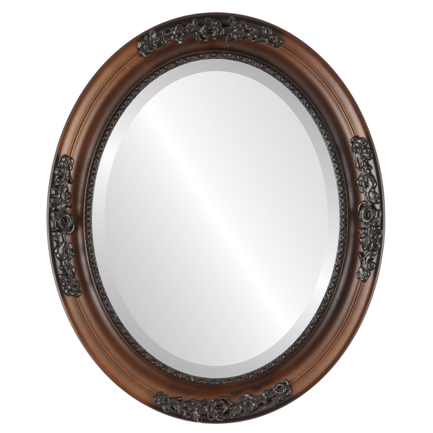 Versailles Style Oval Beveled Wall Mirror - Walnut Frame 20x24 Inches - Elegant Home Decor for Living Room, Bedroom & Entryway