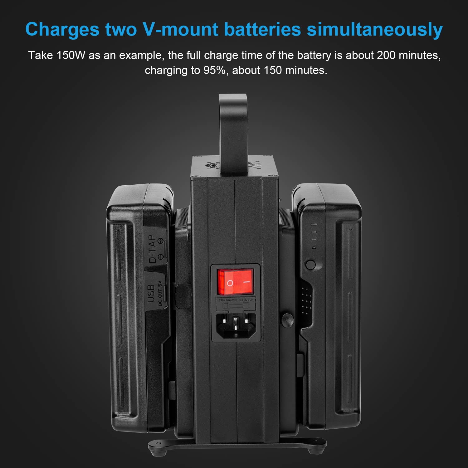 FOMITO V-Mount Battery Dual Channel Fast Charger for Camera & Video Equipment - Professional Power Solution for DSLR, Camcorders & Film Production