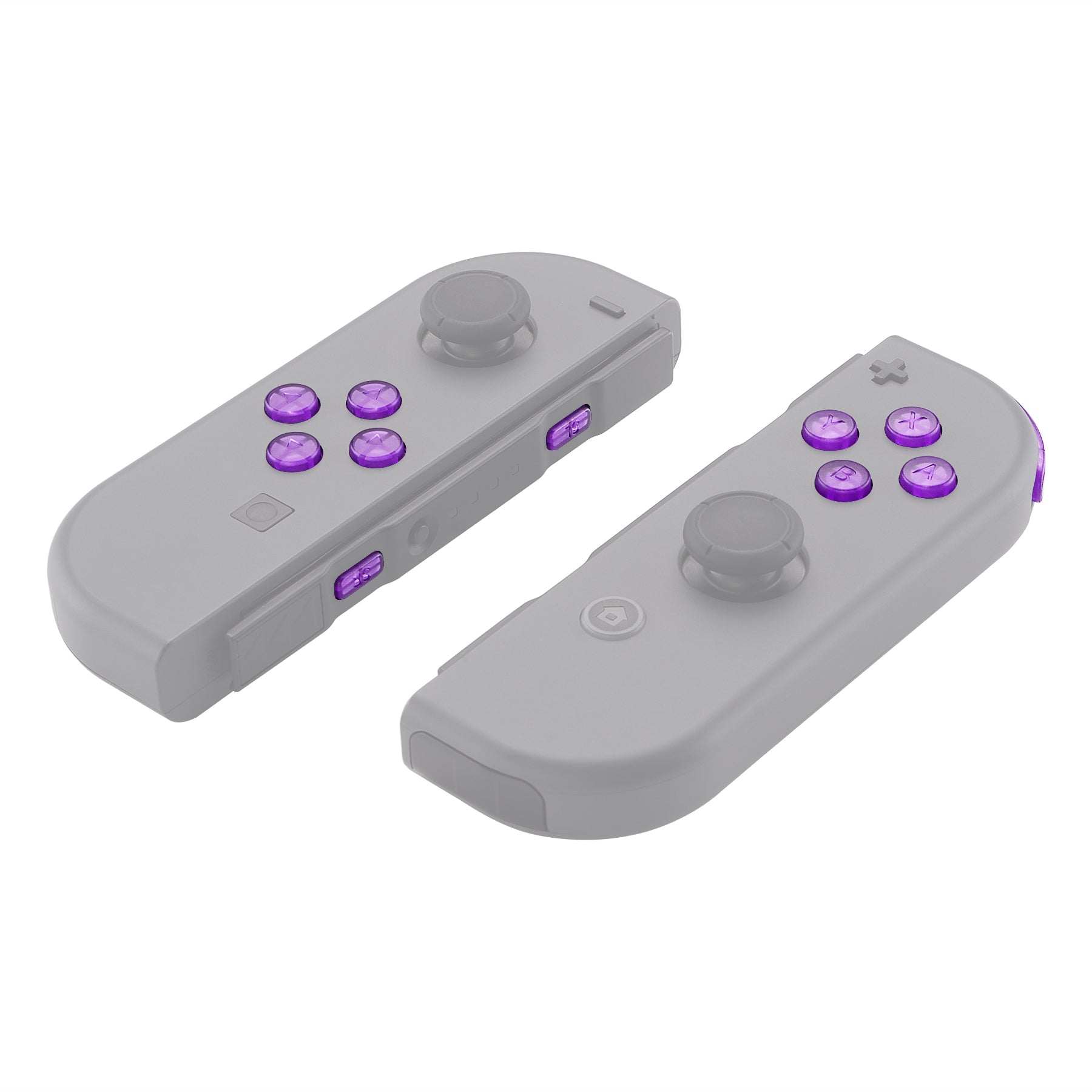 eXtremeRate Clear Atomic Purple Replacement ABXY Buttons & Triggers Kit for Nintendo Switch JoyCon & OLED JoyCon - Includes Direction Keys, SR/SL/L/R/ZR/ZL Buttons, Springs & Tools (Shell Not Included) - Perfect for DIY Repair & Controller Customization