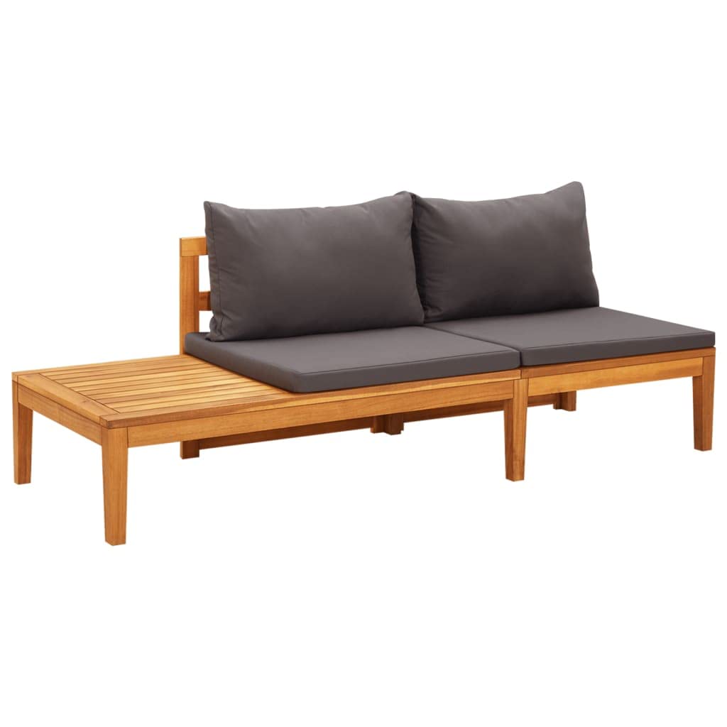Dark Gray Acacia Wood Sofa with Soft Cushions - Comfortable Living Room Couch, Patio Bench with Table for Apartment, Dorm & Office | Perfect for Lounging, Entertaining & Small Space Living