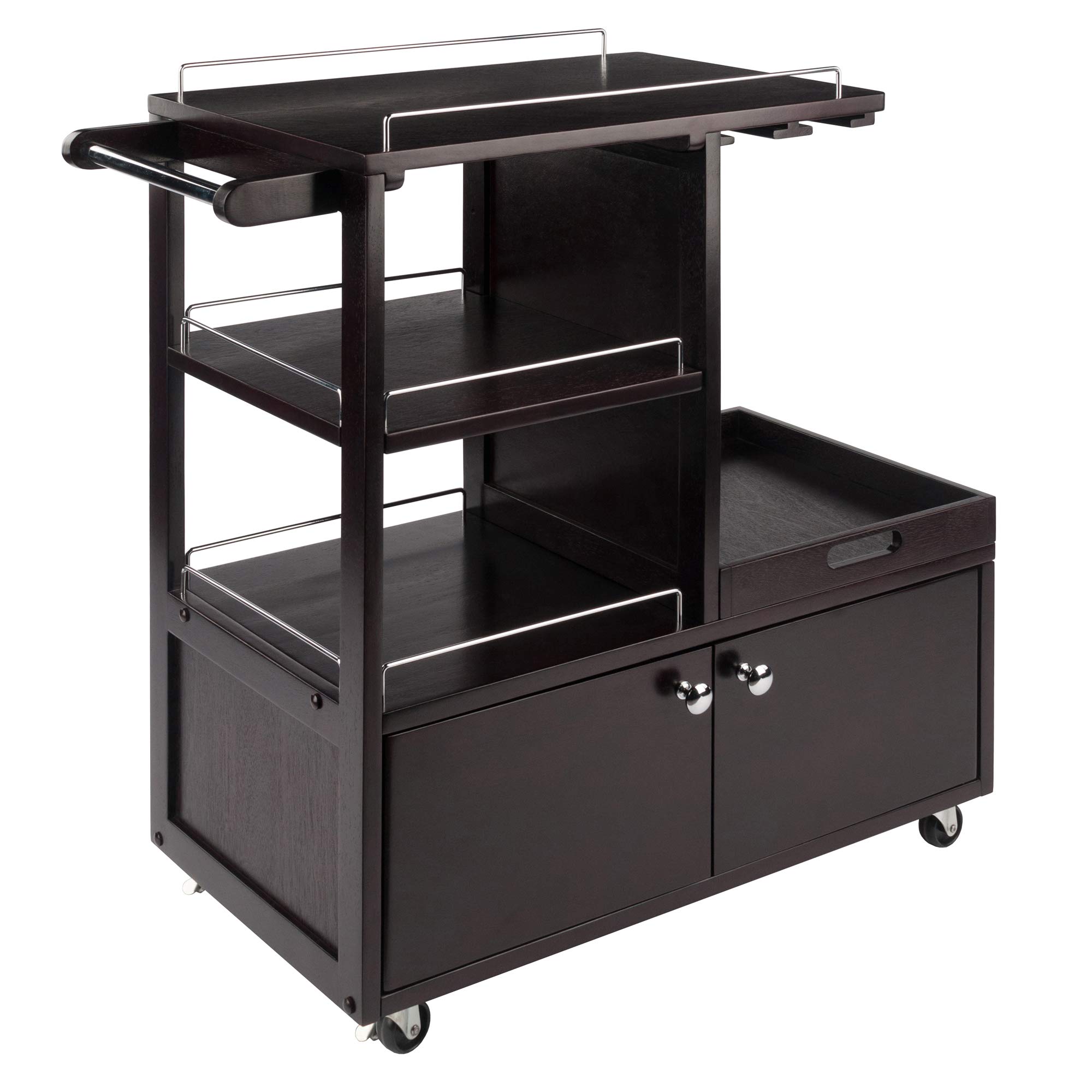 Winsome Wood Galen Entertainment Cart - Rolling TV Stand with Storage Shelf for Living Room, Bedroom, Home Theater - Perfect for Organizing Media Devices & Decor