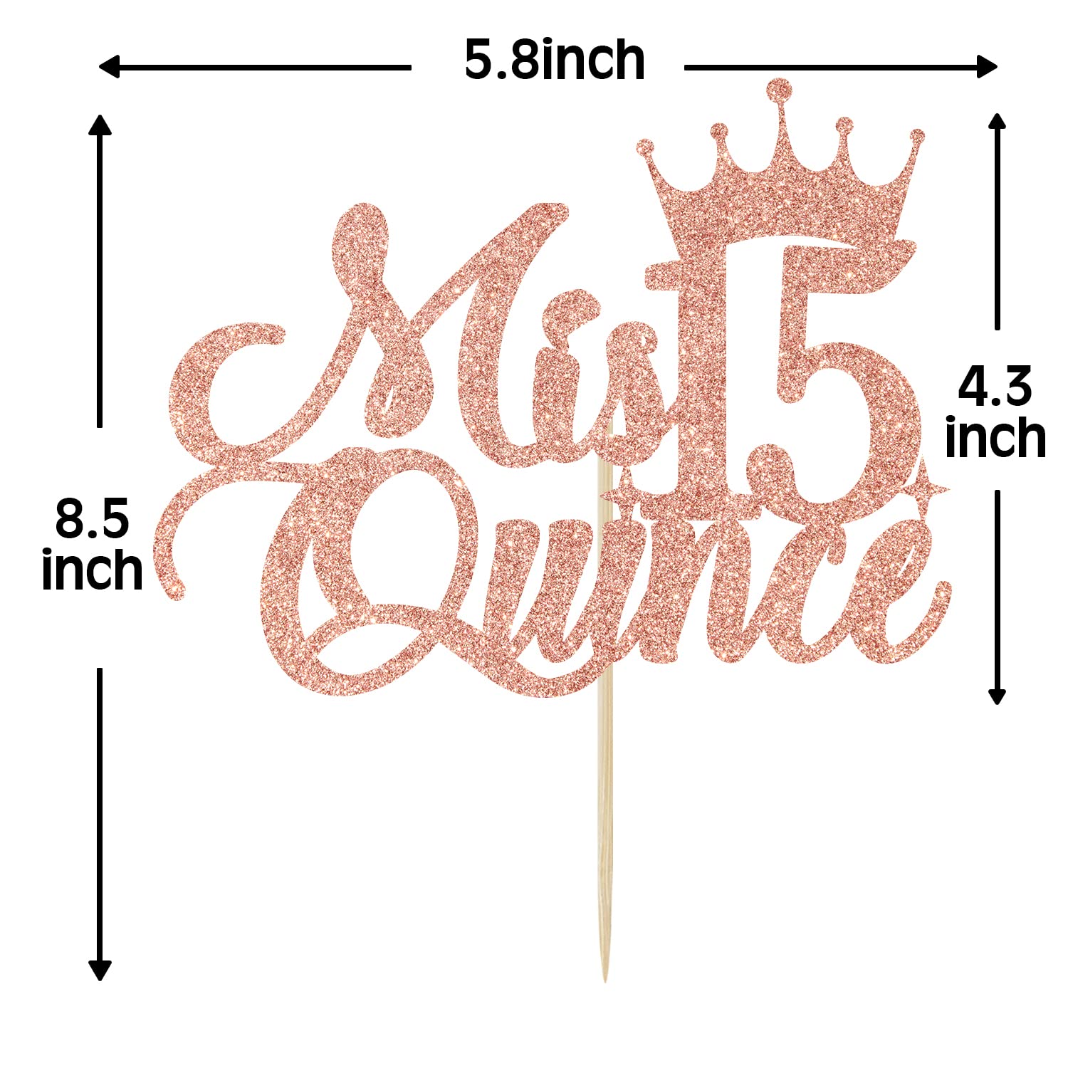 Mis Quince 15 Cake Topper - Rose Gold Glitter Quinceañera Decorations for 15th Birthday Party | Perfect for Sweet 16, Quince Celebration & Milestone Birthday Cakes