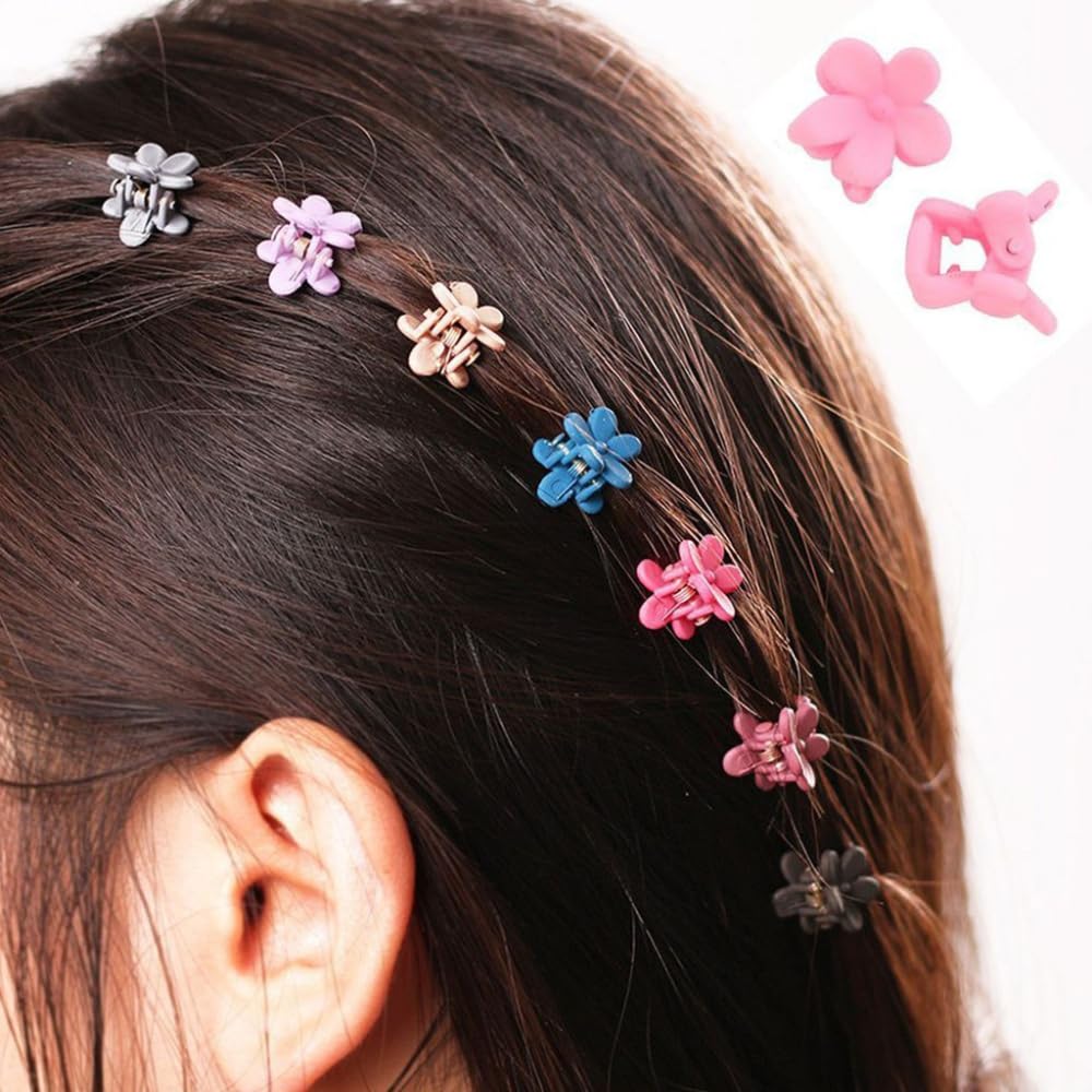 60 Pcs Mini Flower Hair Clips for Women Girls Kids - Small Rose Claw Clips for Fine Hair (6 Colorful Designs) - Perfect for School, Parties, Weddings & Daily Hairstyling