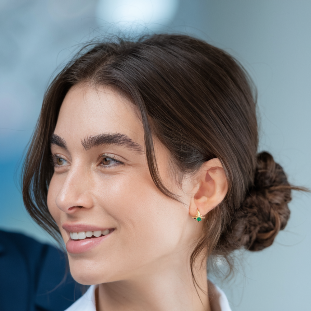 Romantic Star Emerald Hoop Earrings - Elegant Green Gemstone Jewelry for Women | Perfect for Date Night, Parties & Special Occasions