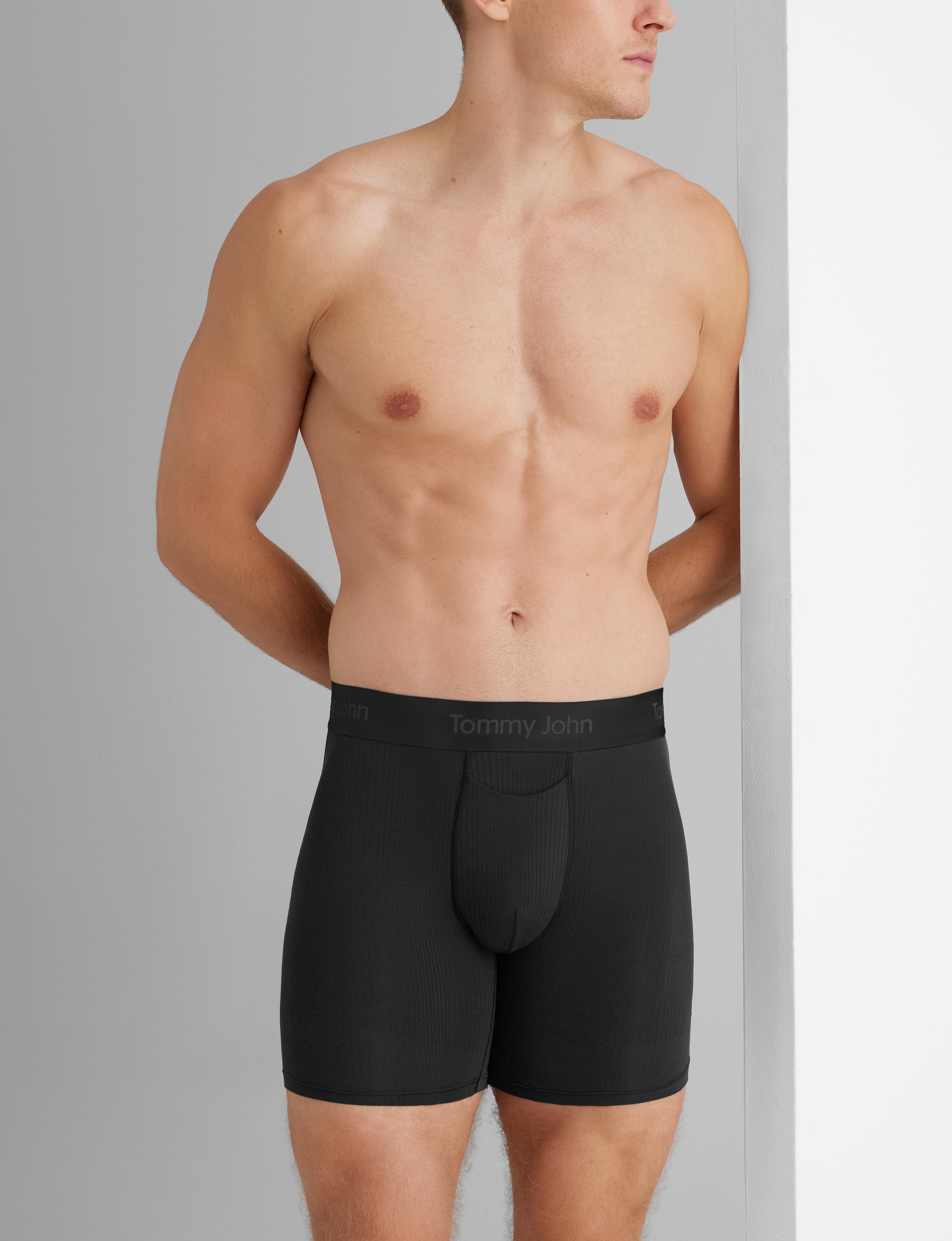 Premium Second Skin Luxe Rib Mid-Length Boxer Briefs - 6 Pack | Ultra Soft & Breathable Men's Underwear for All-Day Comfort | Perfect for Workout, Lounge & Everyday Wear