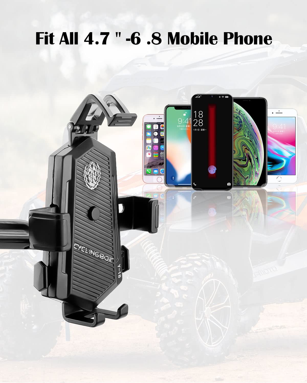 Universal UTV ATV Phone Mount - Heavy Duty 360° Rotating Aluminum Phone Holder for 1.75-2