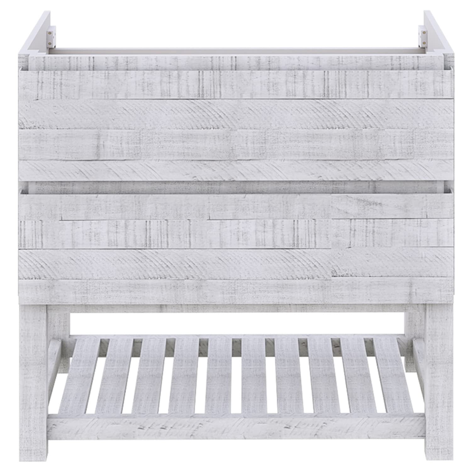 Fresca Stella 70-Inch Open Base Double Bathroom Vanity Cabinet in Rustic White - Modern Farmhouse Style Bathroom Storage for Master Bath & Powder Room