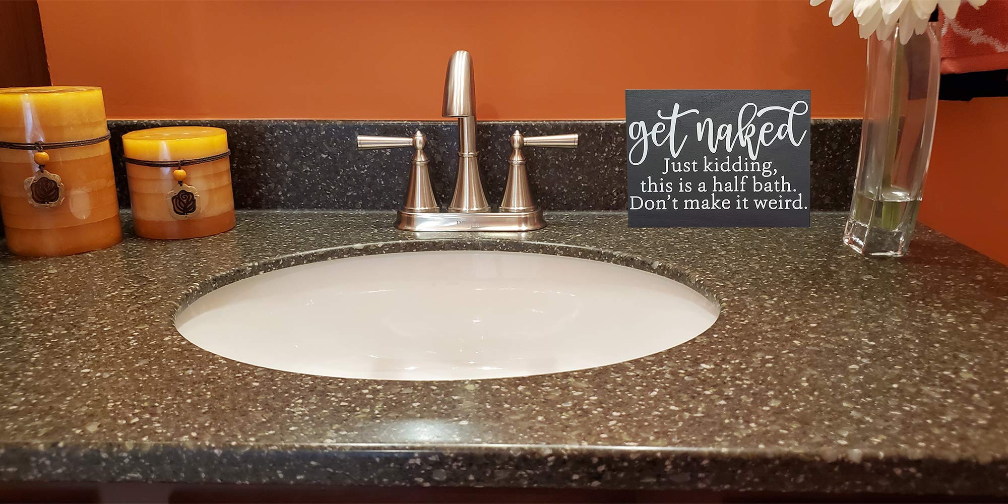 Funny Farmhouse Bathroom Sign - Get Naked Wall Art for Bathroom Decor