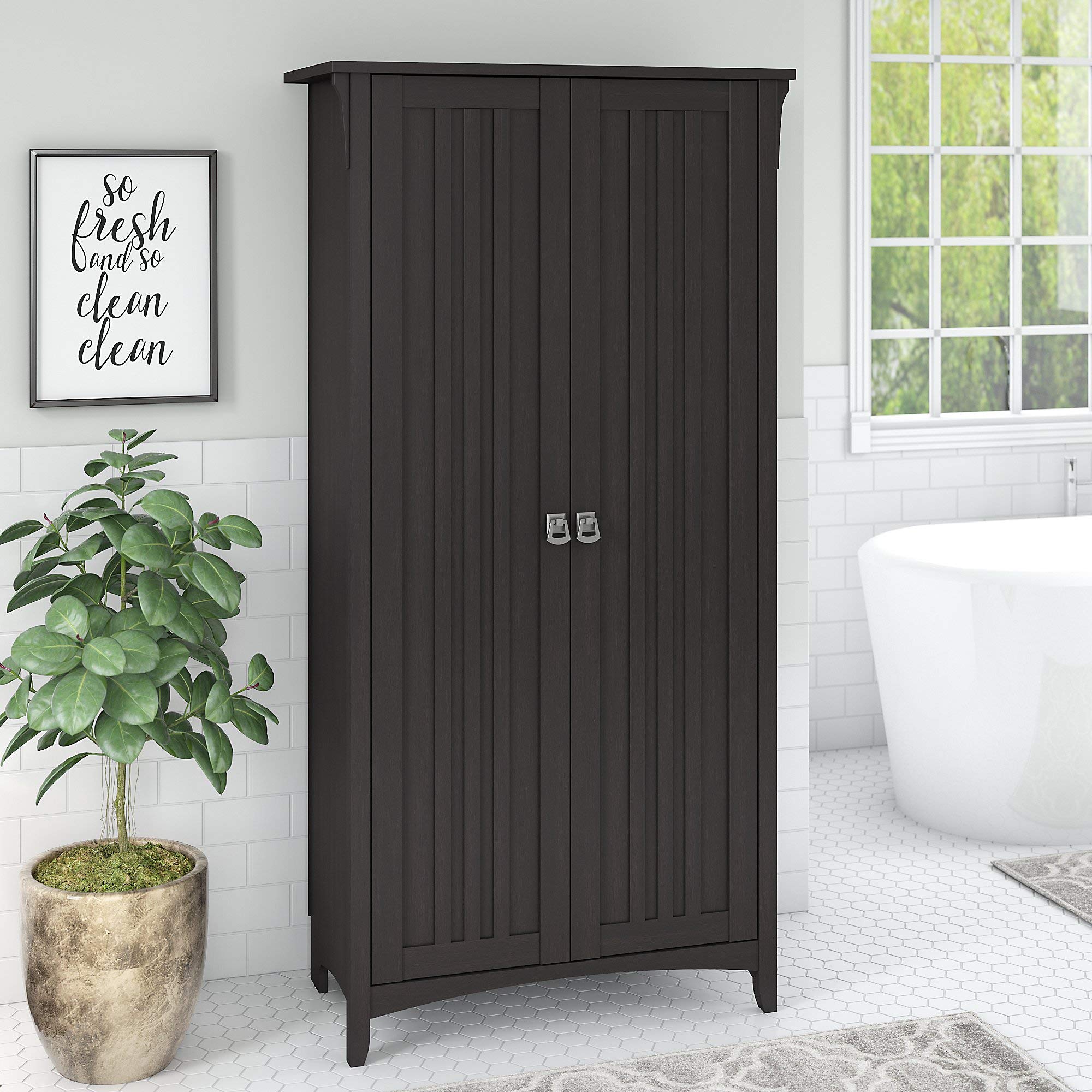 Bush Furniture Salinas Bathroom Storage Cabinet with Doors - Cape Cod Gray - Perfect for Bathroom Organization, Towel Storage & Small Space Decor