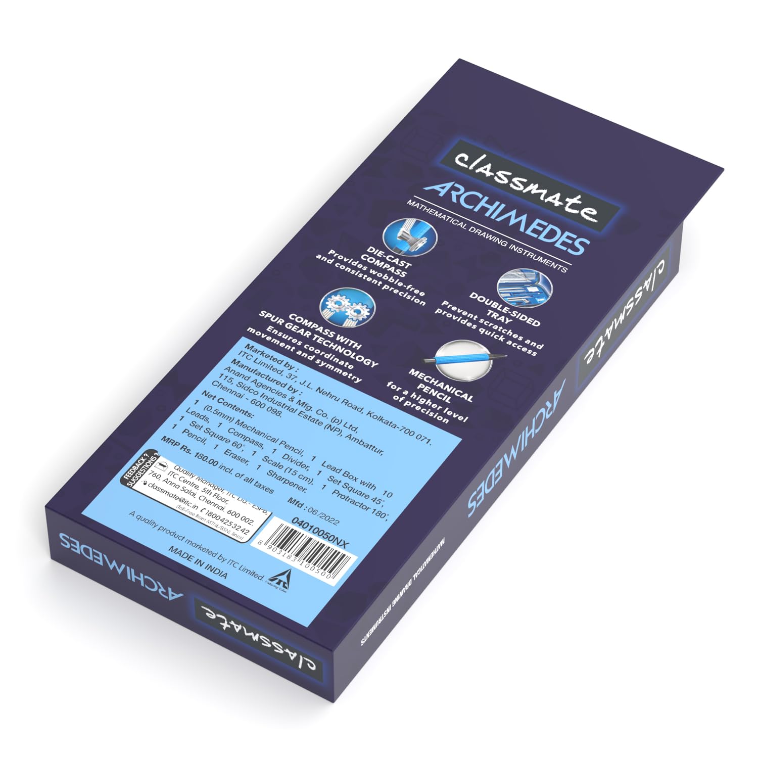 Archimedes Mathematical Drawing Instruments Set - Precision Geometry Tools for Students & Engineers - Perfect for Classroom, Engineering Drafting & Technical Drawing