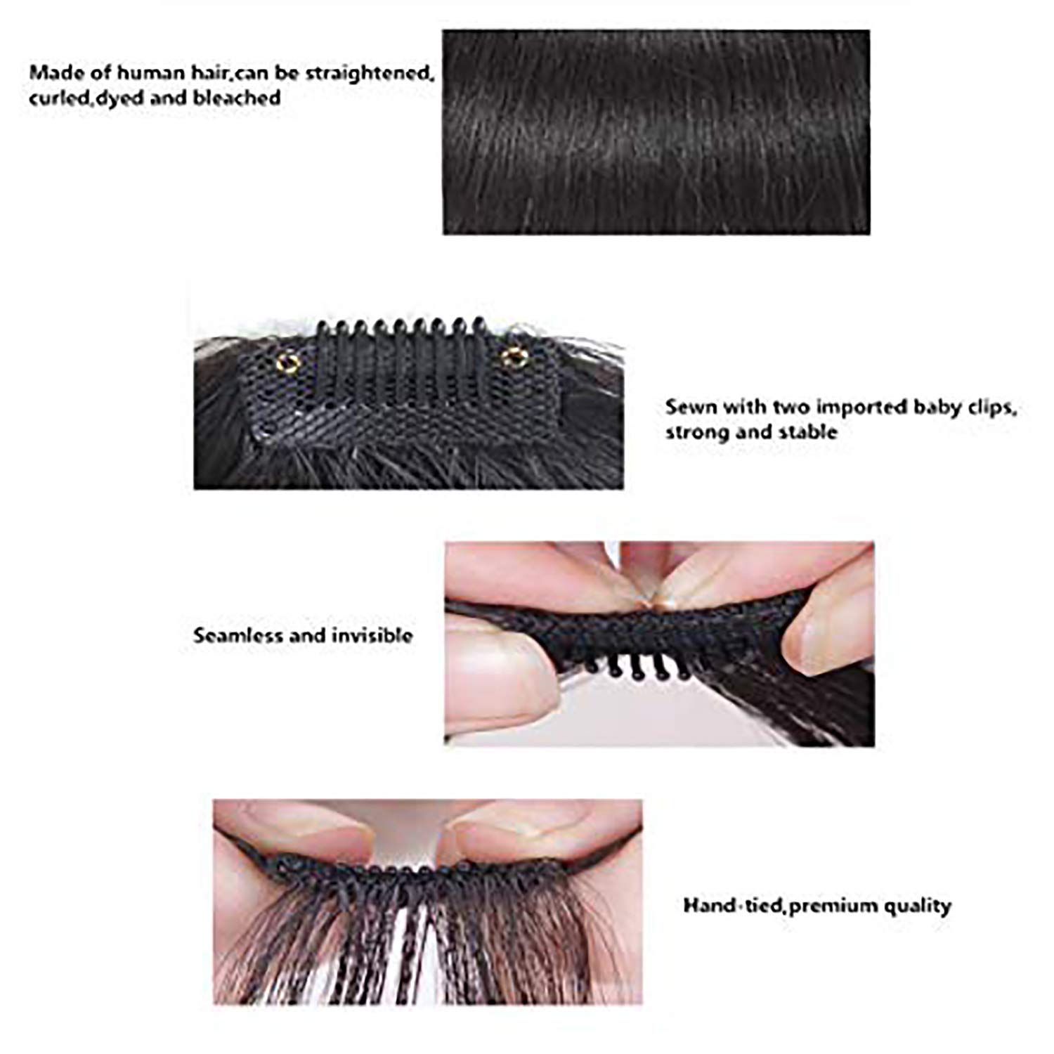 Clip On Synthetic Hair Bangs for Women - Dark Brown Front Fringe Hair Extensions (15g) - Perfect for Daily Wear, Cosplay & Costume Parties