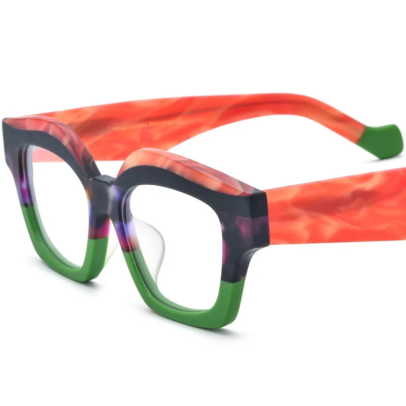 CCspace Unisex Full Rim Square Acetate Eyeglasses 57163 - Stylish & Durable Eyewear for Men & Women | Perfect for Work, Reading & Fashion Accessories