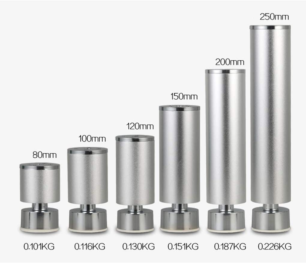 Adjustable Aluminum Alloy Furniture Legs - 8cm Round Metal Table Legs, Sofa Legs, Couch Legs, Desk Legs & Bed Risers (4pcs) - Perfect for Home Office, Living Room & Bedroom Furniture Replacement and Height Adjustment