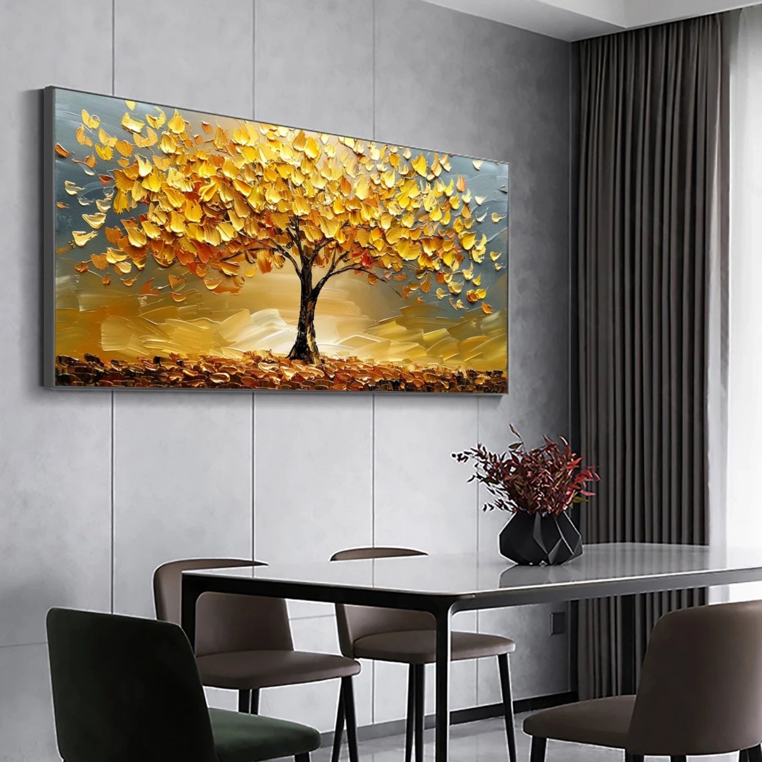 Flower and Tree Painting #FT 193 - Handmade Canvas Wall Art for Home Decor, Living Room, Bedroom & Office