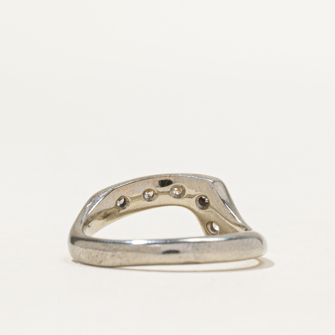 Two Tone Gold Five Stone Diamond Curved Ring | 0.25ctw | Size 6 | Elegant Wedding Band, Anniversary Gift, Engagement Jewelry for Her