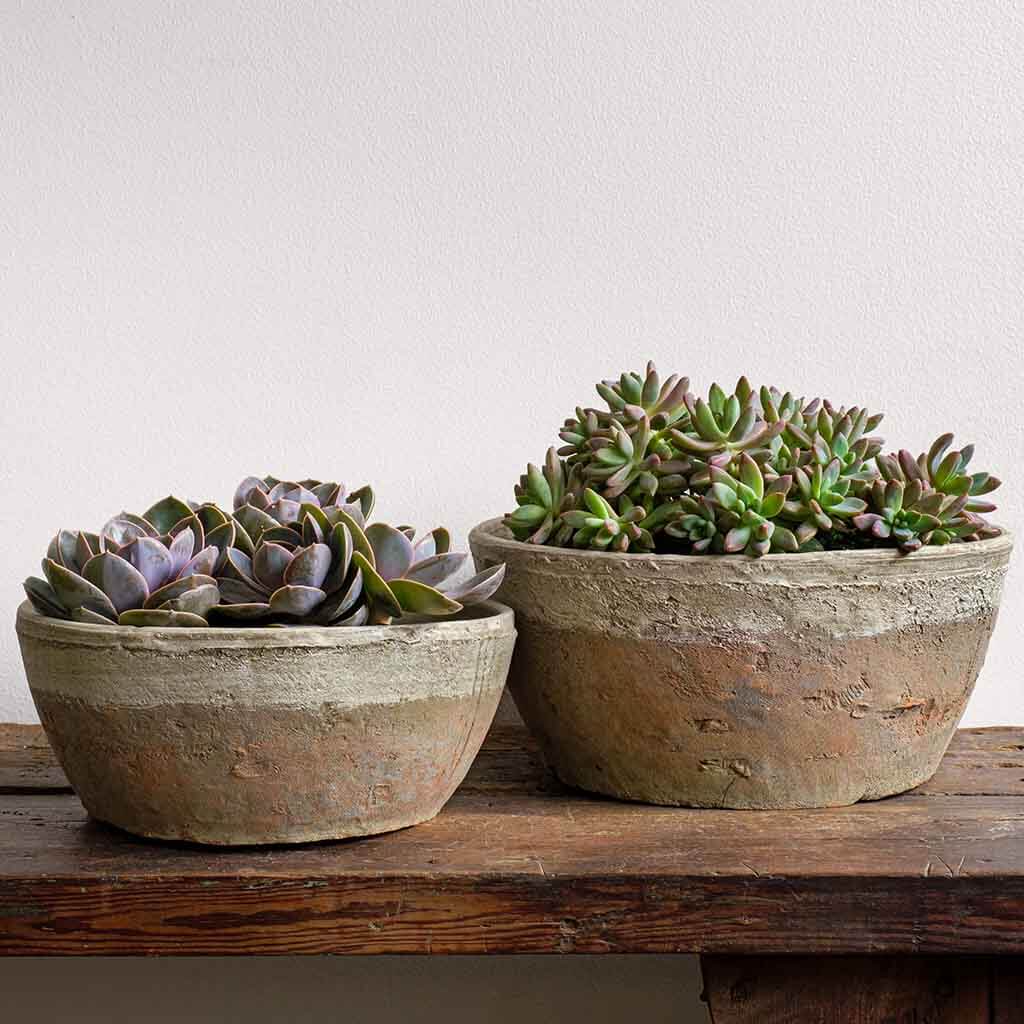 Campania International Farmer’s Bowl Planter Set - 12 Inch Ceramic Garden Planters for Indoor Outdoor Plants, Flowers & Herbs - Perfect for Patio, Balcony, and Home Decor