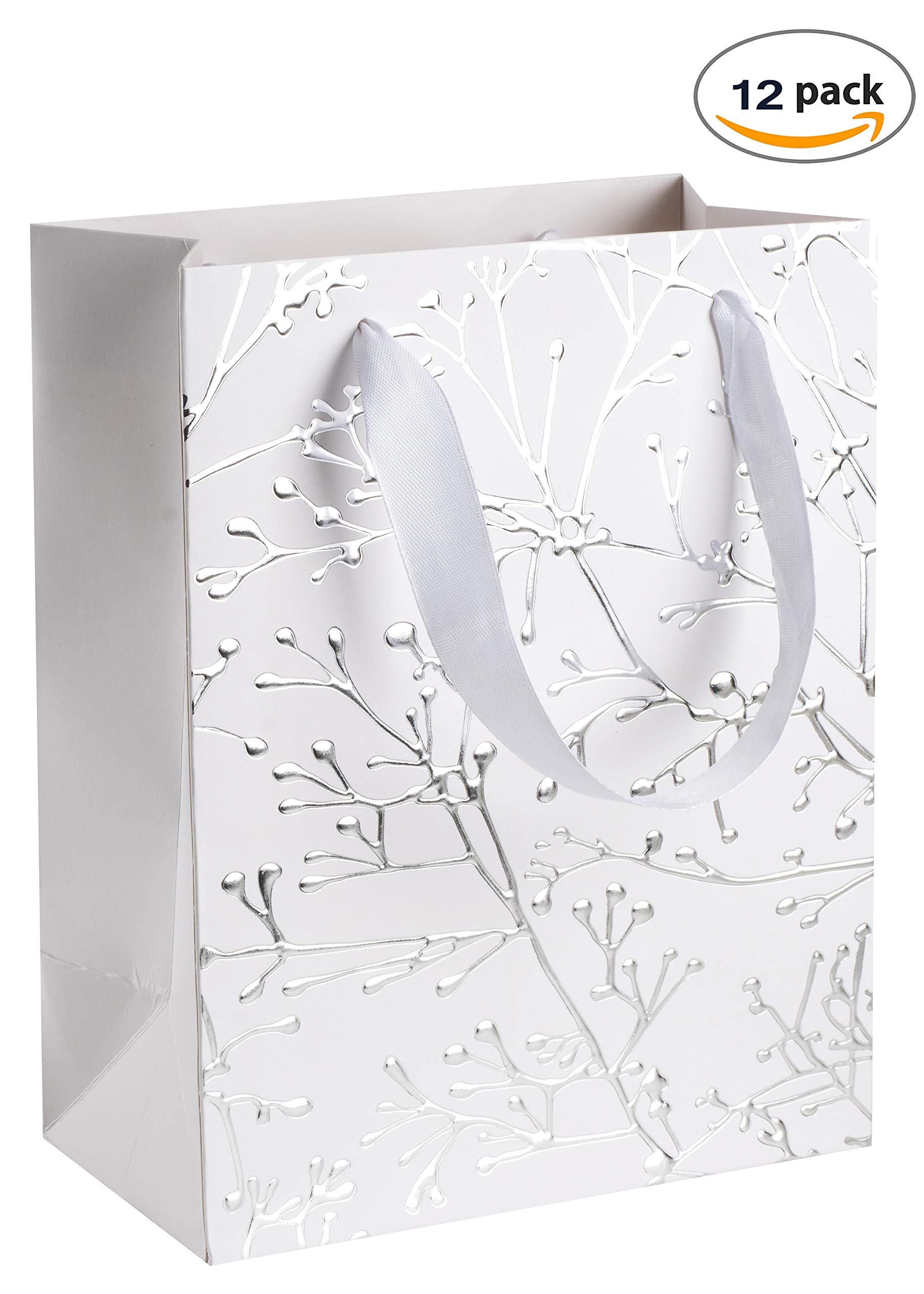 Floral Wedding Favor Bags - 12 Pack for Bridesmaids, Baby Showers & Parties (9x7x4