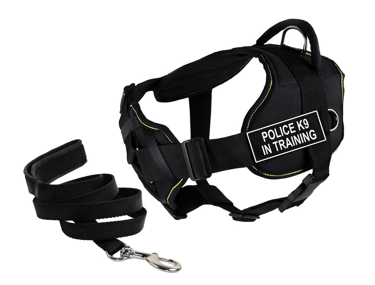 Dean & Tyler DT Fun Chest Support 'POLICE K9 IN TRAINING' Dog Harness - Small Size with 6ft Padded Puppy Leash | Durable Training Vest for Police K9 & Service Dogs | Perfect for Obedience Training, Security Work & Outdoor Adventures