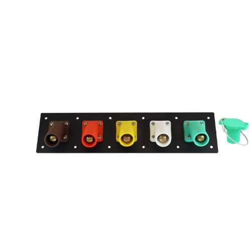400 Amp 5 Position CAM Lock Panel with Male Threaded Post - Heavy Duty Electrical Power Distribution for Industrial & Commercial Use