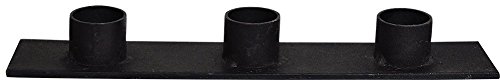 Distressed Black Iron Triple Taper Candle Holder - 8