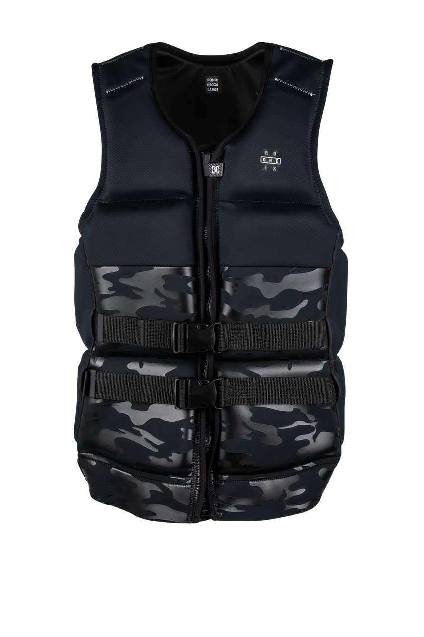Ronix One Capella 3.0 CGA Life Jacket - Black Camo for Wakeboarding, Water Skiing & Boating Safety