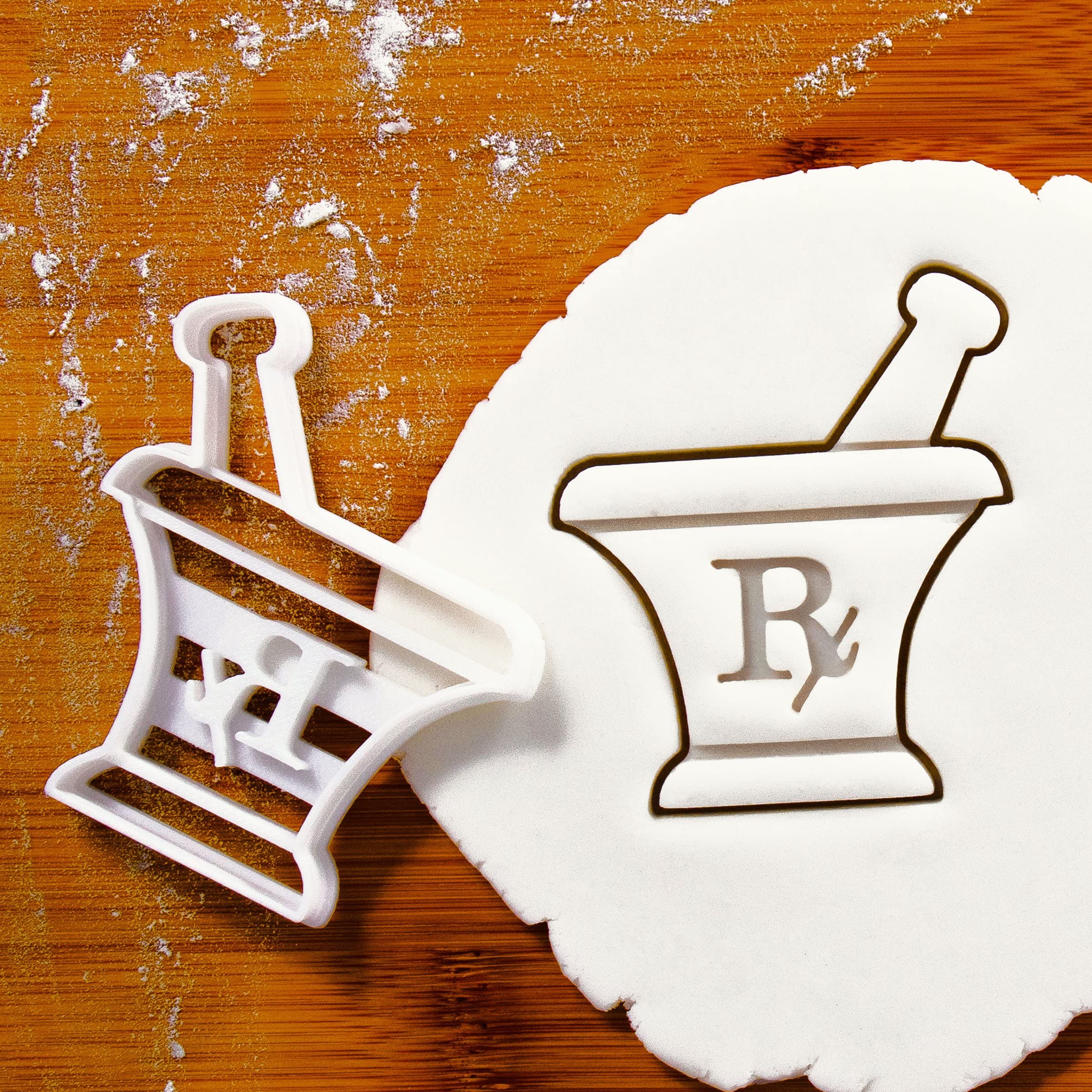 Set of 3 Pharmacy-Themed Cookie Cutters - Pill Bottle, Mortar & Pestle, Pharmacy Logo | 3-Piece Baking Tools for Medical-Themed Cookies, Pharmacist Gifts & Healthcare Party Decorations