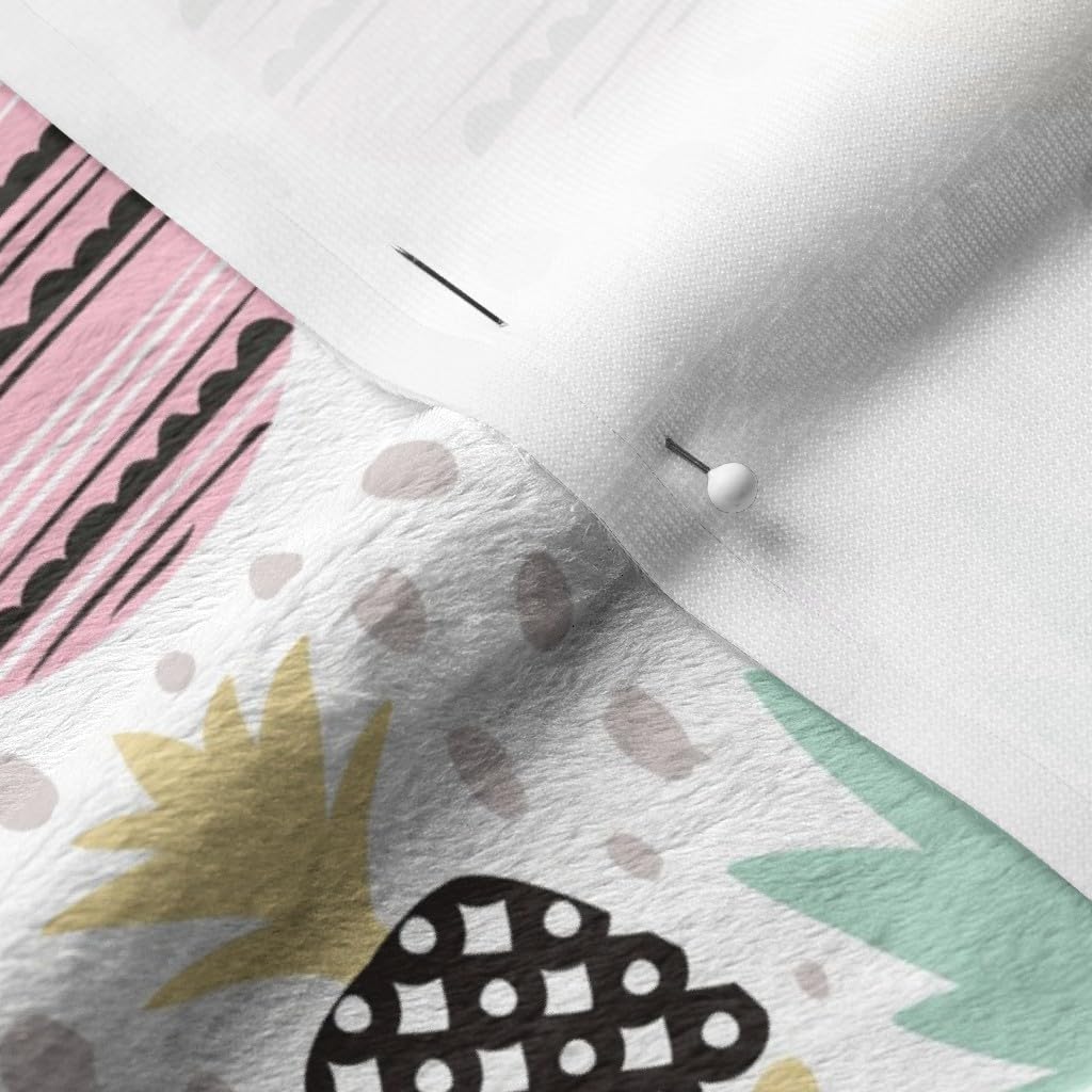 Pastel Tropical Hawaiian Pineapple Printed Minky Fabric - Soft & Cute Kawaii Fruit Design for Baby Blankets, Quilt Backing, Sewing Projects - Perfect for DIY Crafts, Girls' Room Decor & Summer Fashion