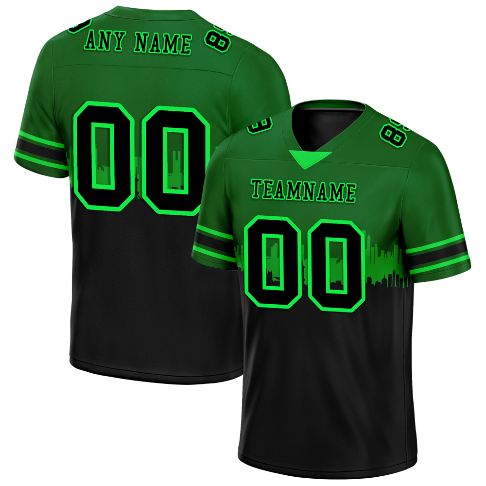 Custom Green & Black Graffiti Football Jersey - Personalized Authentic Soccer Uniform FBJ02 - Perfect for Game Day, Fan Events & Streetwear Fashion