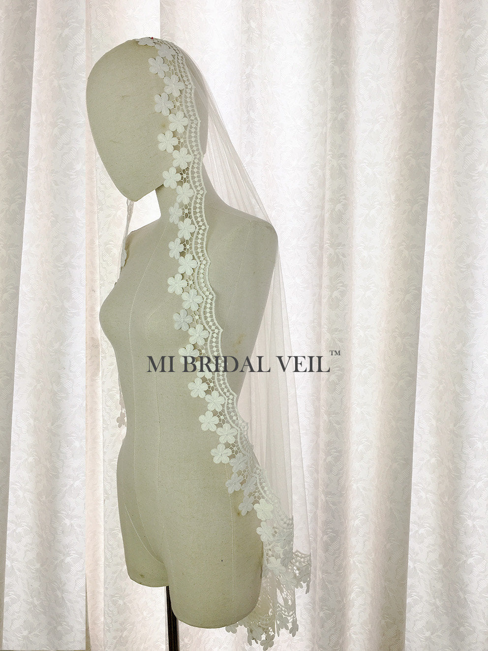 Boho Mantilla Venice Lace Wedding Veil with Tassel Trim - Elegant Bridal Veil for Boho, Beach & Vintage Weddings | Perfect for Brides, Photoshoots & Special Occasions