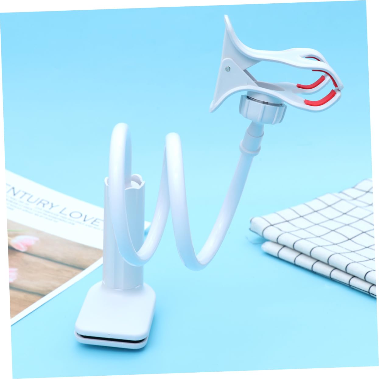 STOBOK 3pcs Car & Home Phone Holder - Spiral White Bracket Clip Stand for Secure Phone Mounting, Ideal for Driving, Cooking, and Desk Use