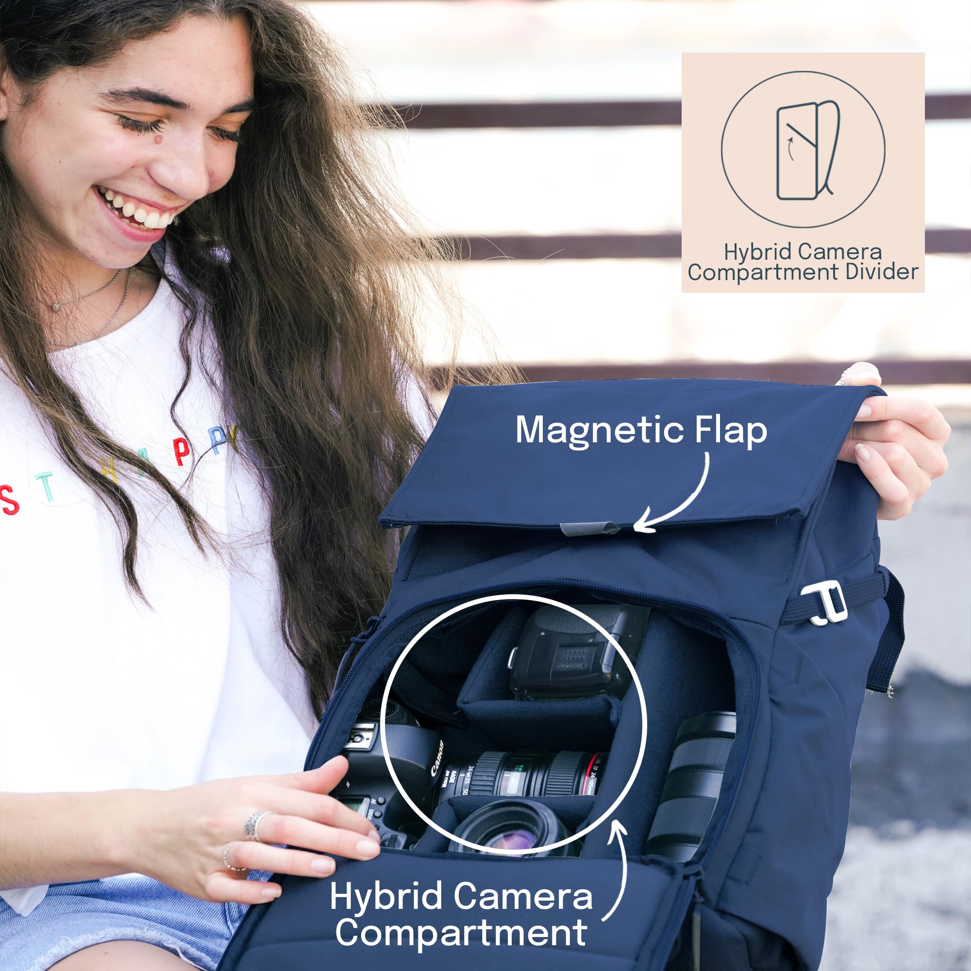 BREVITE The Runner - 18L Compact Camera Backpack for Photographers | Lightweight DSLR & Laptop Backpack | Travel-Friendly Photography Bag with Accessory Storage | Moonlit Blue | Perfect for Hiking, Travel & Urban Commute