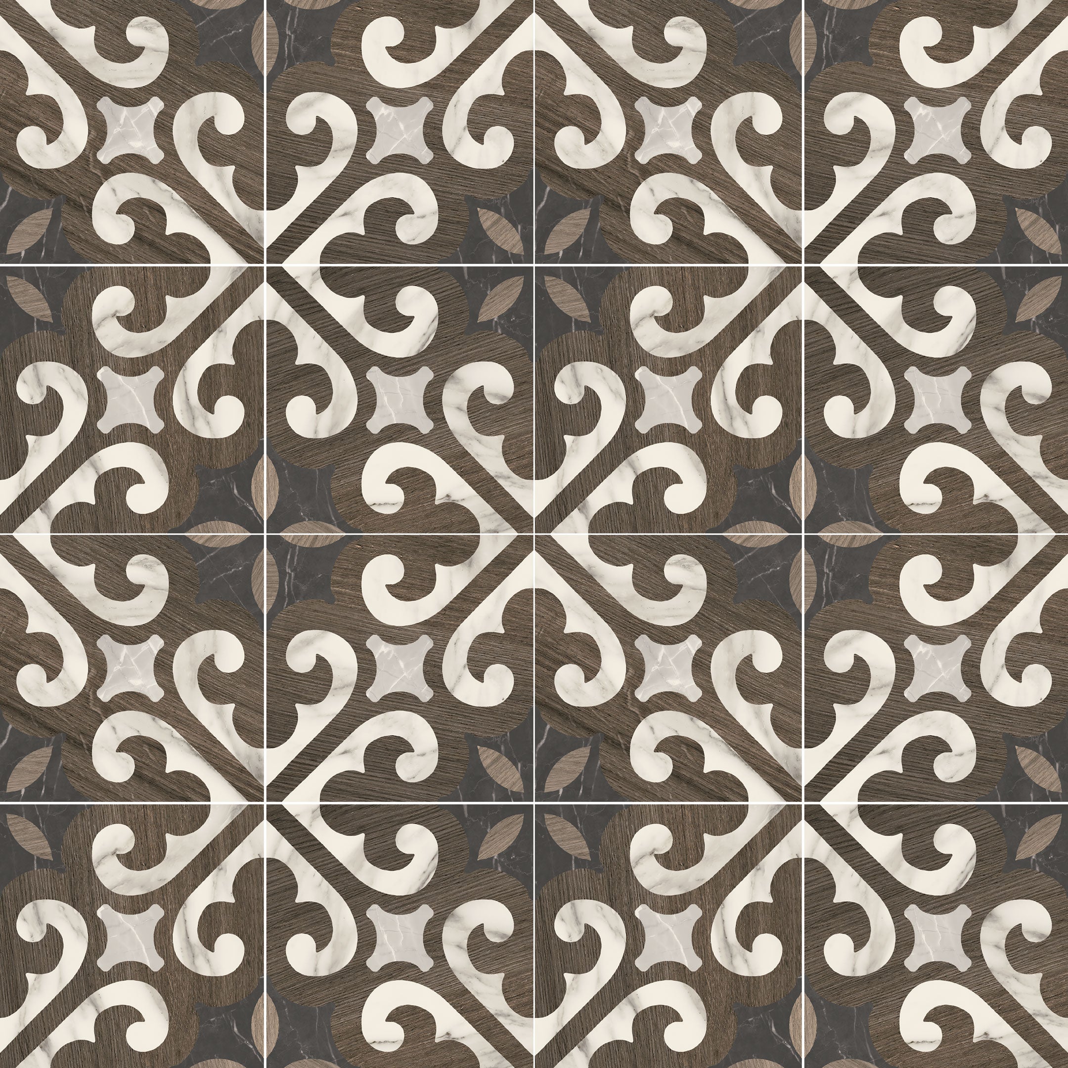 Intarsi Glam 8x8 Encaustic Spanish Pattern Floor & Wall Tile - Perfect for Kitchen Backsplash, Bathroom, and Mediterranean Style Home Decor