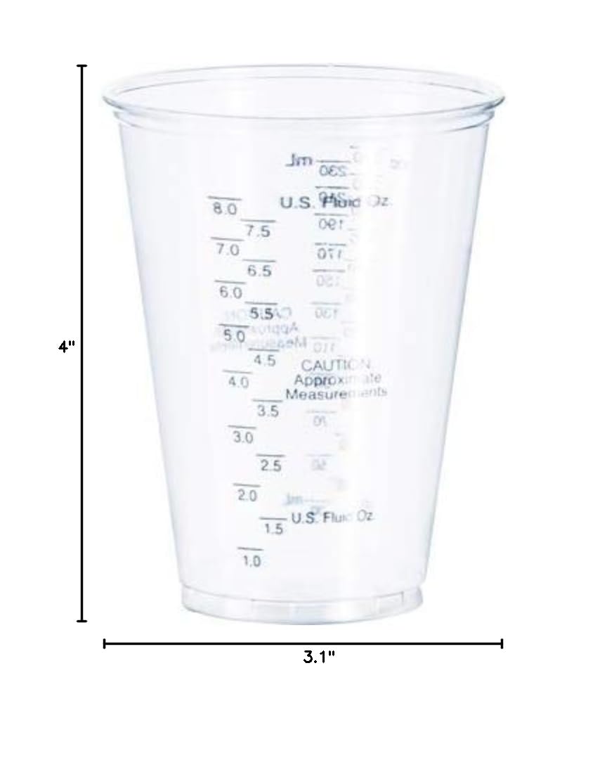 Disposable Plastic Medical & Dental Cups - 10 Oz Clear Graduated Measuring Cups - 50 per Bag, 20 Bags per Carton - Ideal for Hospitals, Clinics & Home Healthcare Use
