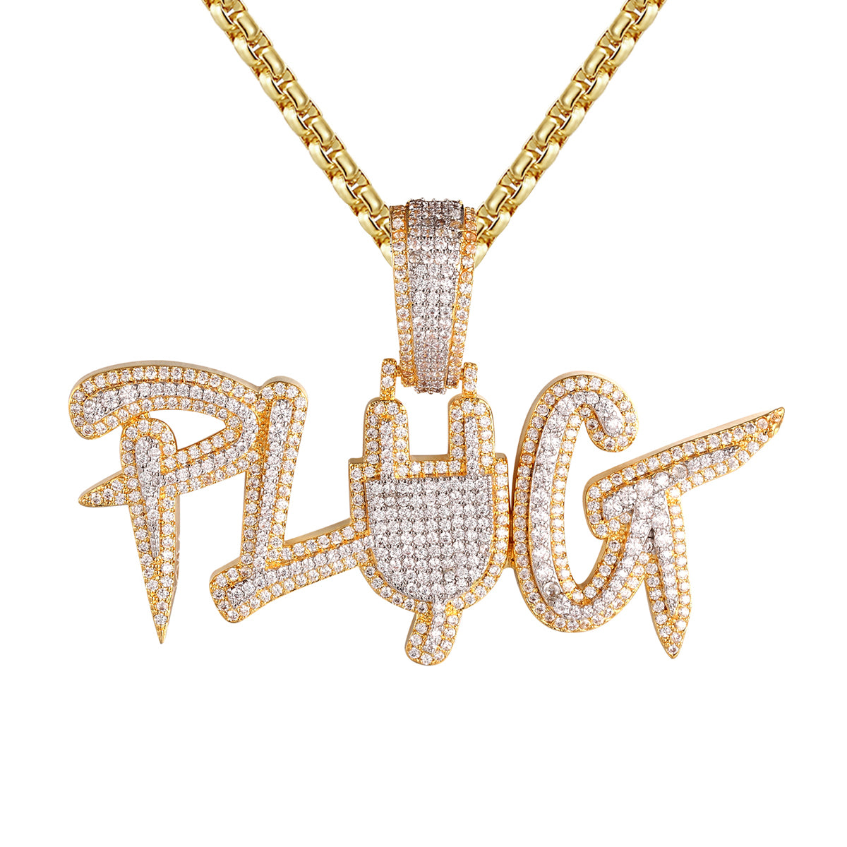 Two Tone Gold and Silver Pendant Chain with Micro Pave Plug Switch - Elegant Layering Necklace for Women, Perfect for Everyday Wear, Parties & Special Occasions
