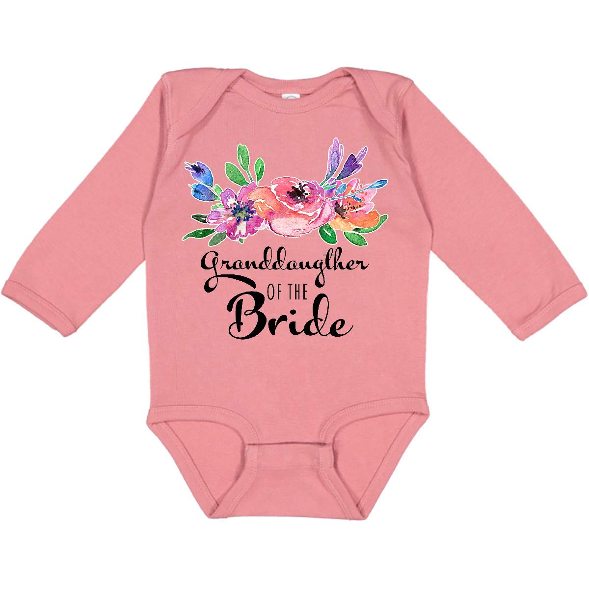 Inktastic Granddaughter of the Bride with Bouquet Long Sleeve Creeper - Comfortable Baby Romper for Wedding Party, Family Photos & Special Occasions