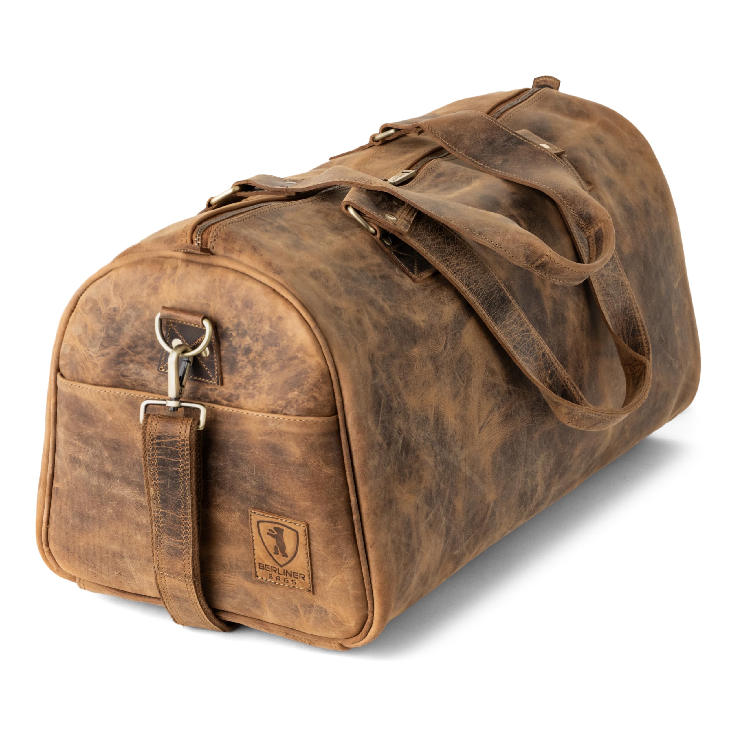 Berliner Bags Vintage Genuine Leather Duffle Bag Oslo - Premium Travel & Gym Weekender Overnight Bag for Men & Women (Brown) | Perfect for Business Trips, Weekend Getaways & Sports Activities