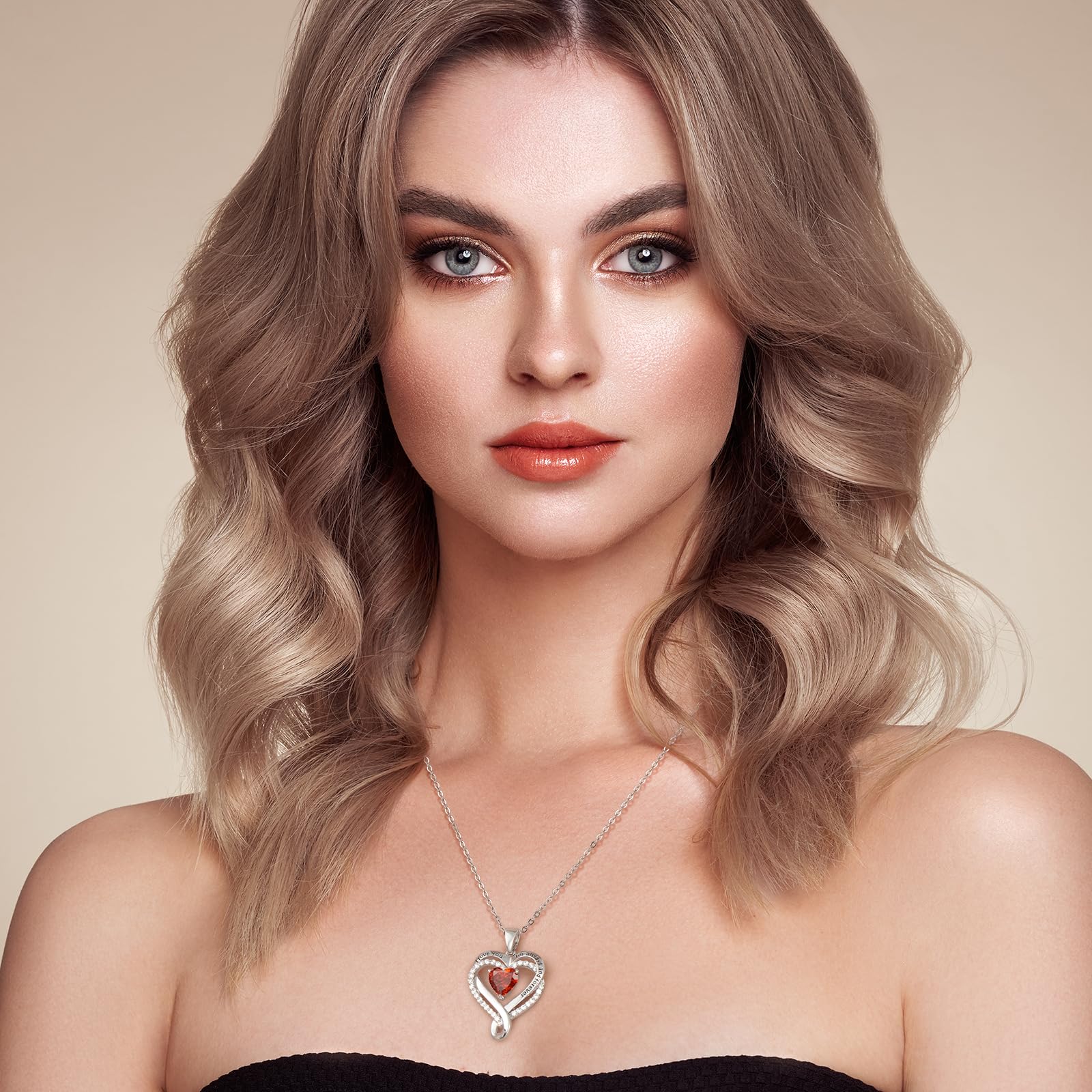 Lealove Sterling Silver Heart Pendant Necklace for Women - Personalized Birthstone Jewelry | Romantic Anniversary, Birthday, Valentine's Day Gift for Her, Wife, Girlfriend, Mom | Perfect for Date Nights, Weddings & Mother's Day Celebrations