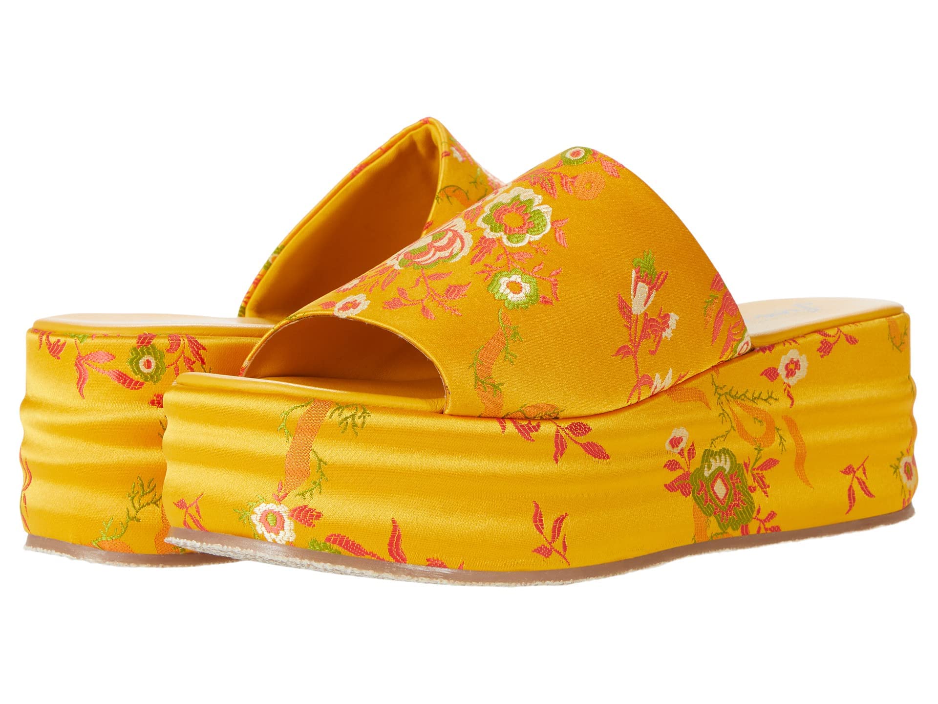 Free People Harbor Brocade Platform Sandals - Women's Boho Chic Embroidered Slip-On Shoes for Beach, Vacation & Summer Outfits