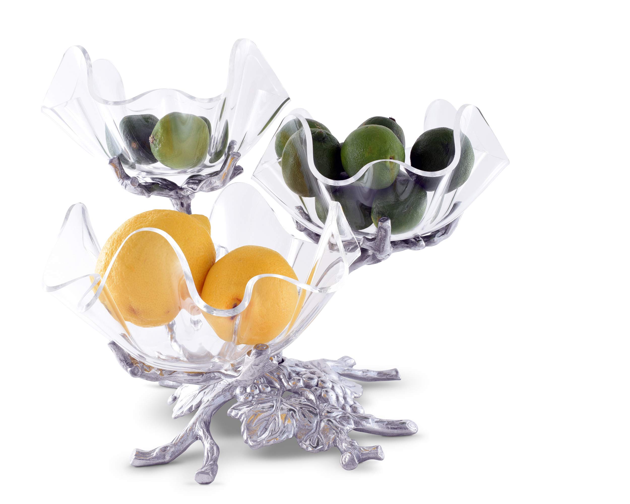 Arthur Court Grape 3-Tier Acrylic Bowl Stand - Elegant Fruit Display for Kitchen, Dining Table & Party Buffet Serving - Perfect for Entertaining, Holiday Decor & Centerpiece