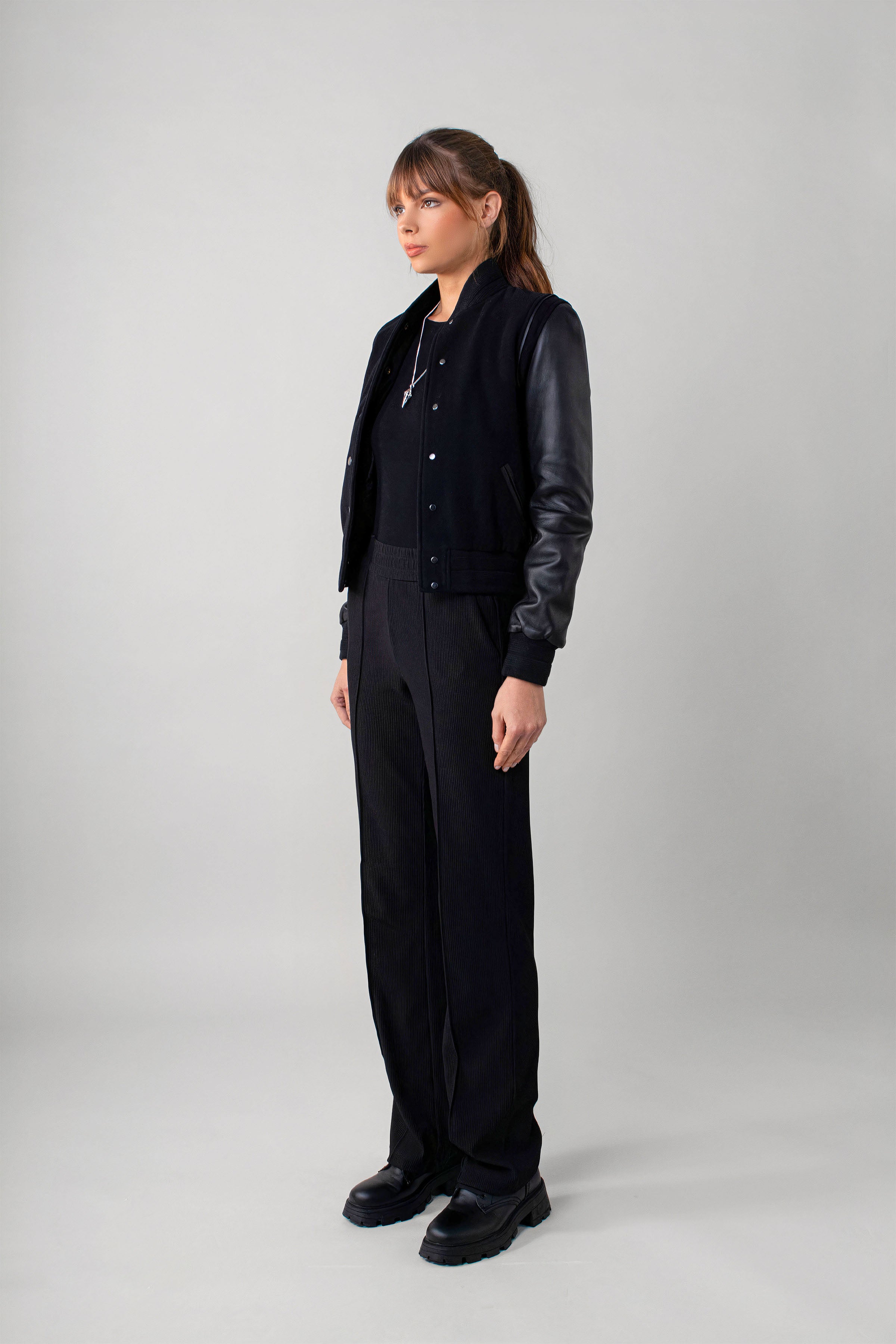Varsity Noir Women's Jacket - Stylish & Comfortable Letterman Jacket for Casual Wear, Sports, and School Events