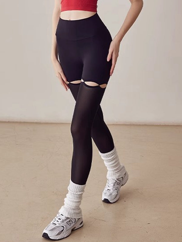 ZASUWA Women's Sexy Mesh Cutout High Waist Butt Lifting Leggings - Perfect for Yoga, Gym & Night Out