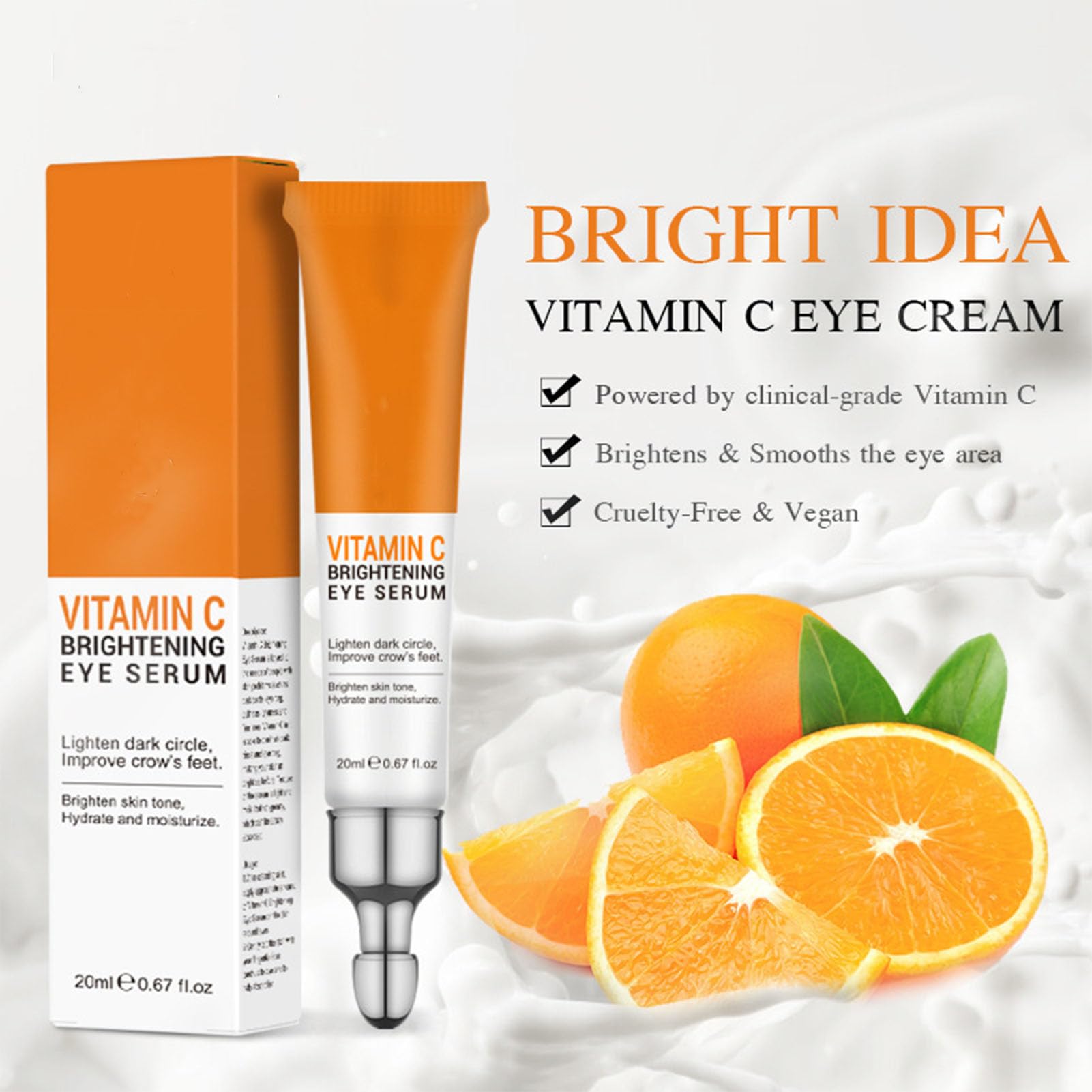 Best Vitamin C Eye Cream for Dark Circles & Puffiness - Anti-Aging Eye Serum with Hyaluronic Acid for Women & Men - 1.34 oz | Reduces Fine Lines, Crow's Feet & Under Eye Bags | Perfect for Night Routine & Daily Skincare