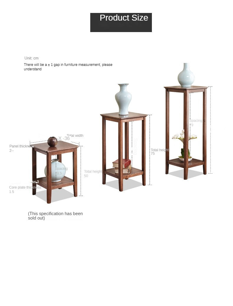 Solid Oak Wood Walnut Finish Flower Stand - Rustic Home Decor for Living Room, Balcony & Garden Plant Display