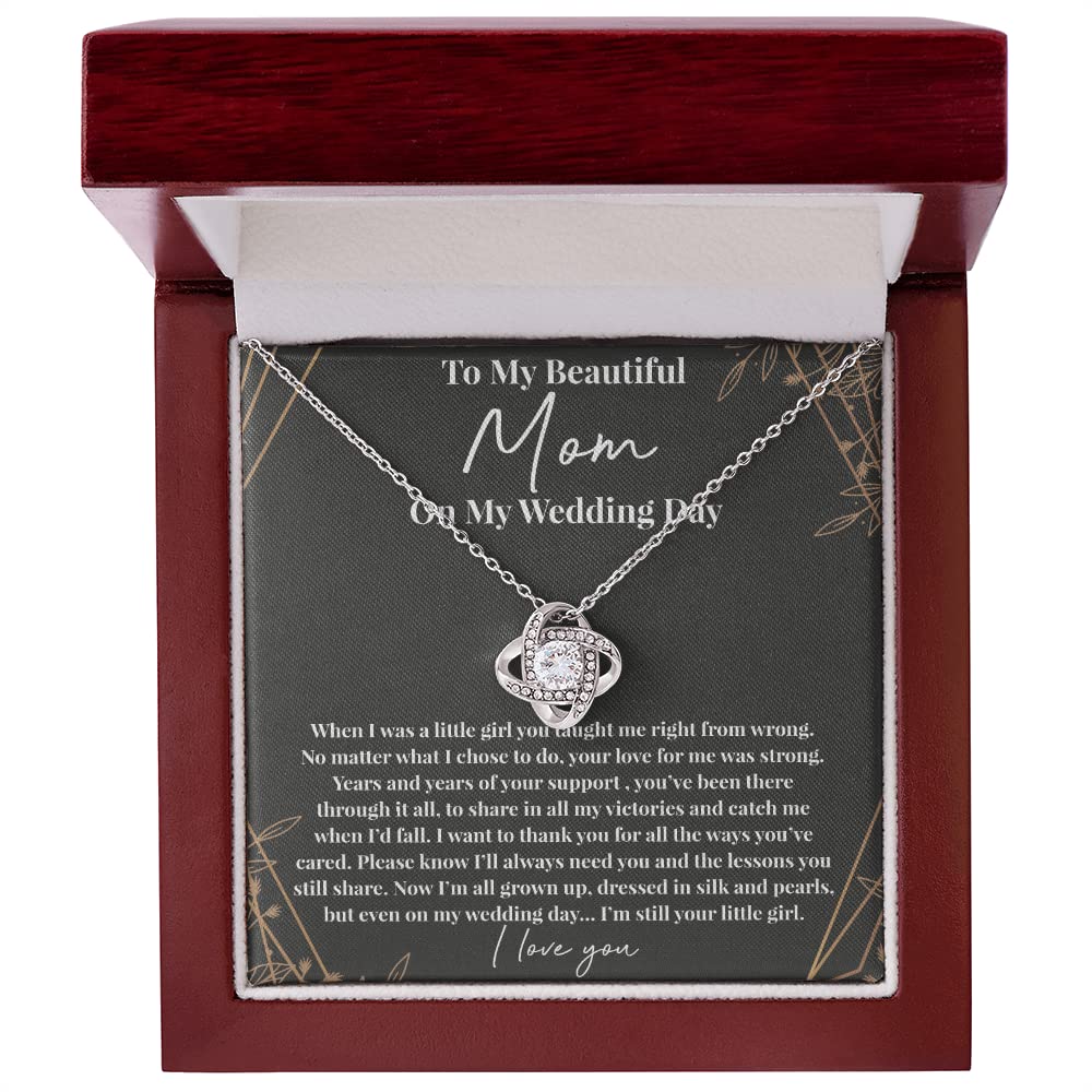 Mother of the Bride Necklace Gift from Daughter - Sterling Silver Love Knot Pendant with Gift Box | Thoughtful Wedding Present for Mom | Perfect for Bridal Shower, Rehearsal Dinner & Mother's Day