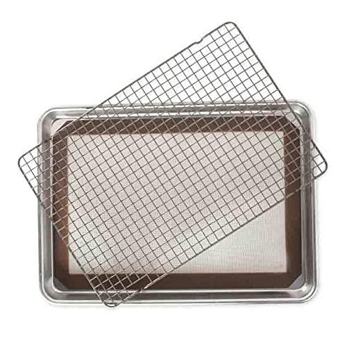 Premium 3-Piece Cookie Baking Set - Non-Stick Oven Safe Baking Dishes, Silicone Spatula & Cooling Rack - Essential Baking Tools for Cookies, Cakes & Pastries - Perfect for Home Bakers & Holiday Gift Giving