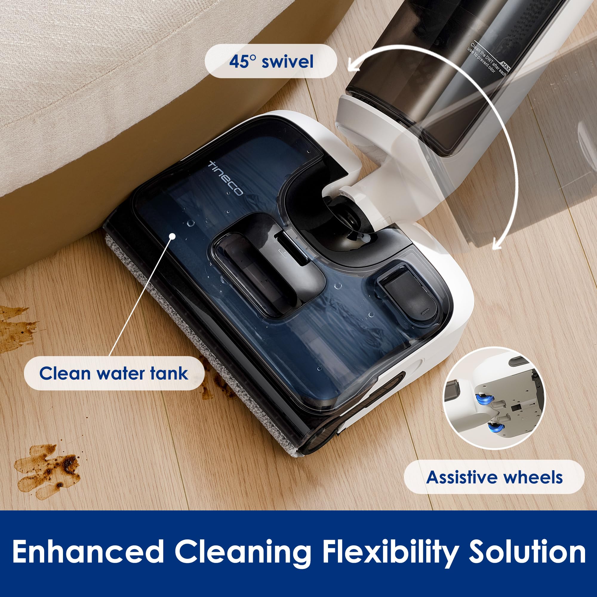 Tineco Floor ONE Stretch S6 Cordless Wet Dry Vacuum Cleaner | 180° Lay-Flat Smart Vacuum Mop | 40 Min Runtime | 158°F Flashdry Self-Cleaning | Dual-Sided Edge Cleaning | Lightweight Floor Cleaner for Hardwood, Tile & Pet Hair | Perfect for Home, Office & Quick Spill Cleanup
