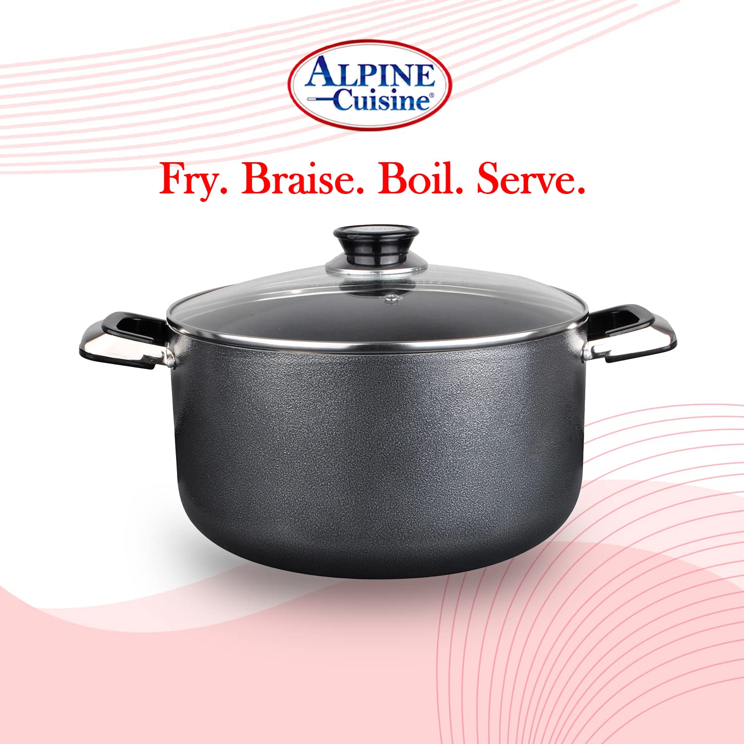 22 Quart Non-Stick Aluminum Stock Pot with Tempered Glass Lid - Multi-Purpose Dutch Oven for Braising, Boiling, Stewing & Soup Making - Perfect for Large Family Dinners, Camping Trips & Commercial Kitchens