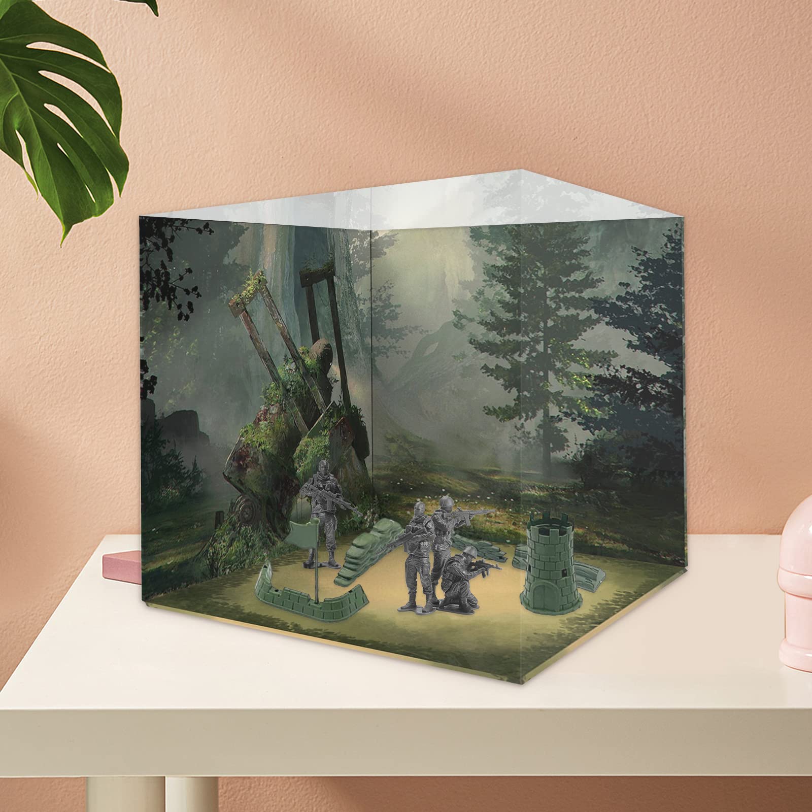 1/12 Scale Action Figure Backdrop Layout - 4-Piece Storage Background Set for Dollhouse, Diorama & Photography Scenes - Perfect for Toy Displays, Model Photography & Collectible Showcases