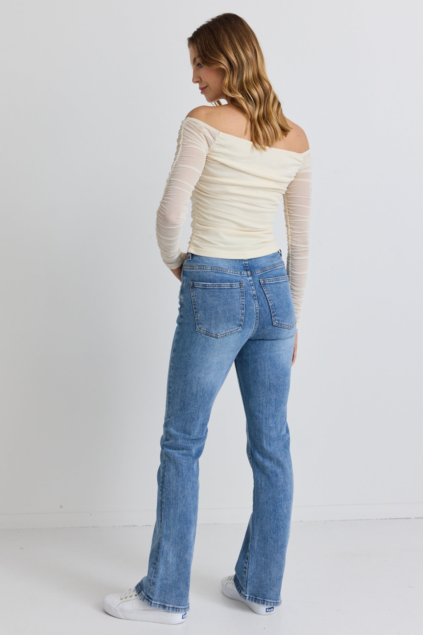 True Blue High Rise Flare Jeans for Women - Vintage 70s Inspired Denim Pants - Perfect for Casual Outfits, Date Nights & Boho Style