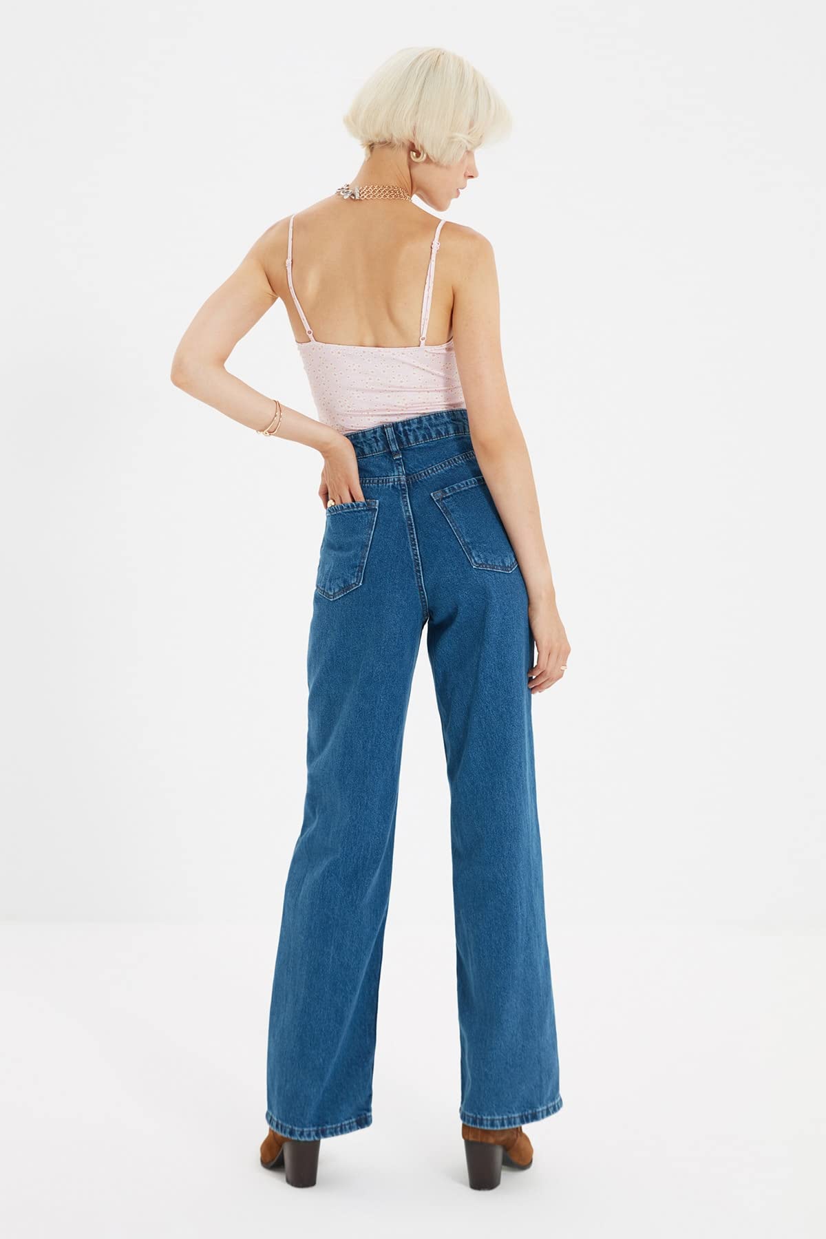 Trendyol Women's High-Rise Wide Leg Jeans - Comfortable Stretch Denim Pants for Casual & Office Wear